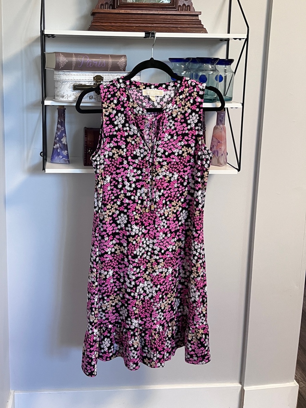 Michael Kors Pink & Black Floral Sleeveless Dress